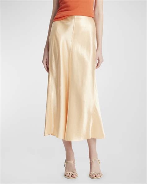 Vince Raw Edge Paneled Midi Slip Skirt Neiman Marcus