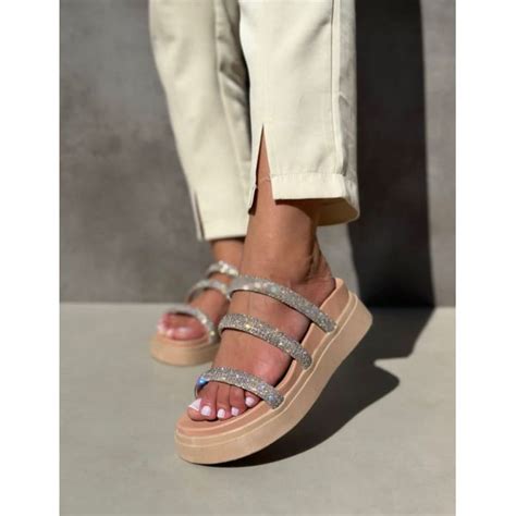 Flatform Tiras Nude Talline Sapatilhas Atacado