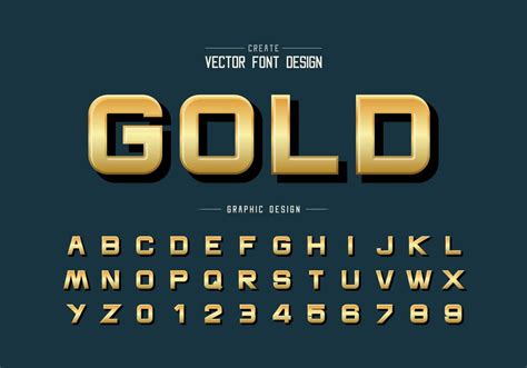 Gold Font And Alphabet Vector Golden Design Typeface Letter And Number