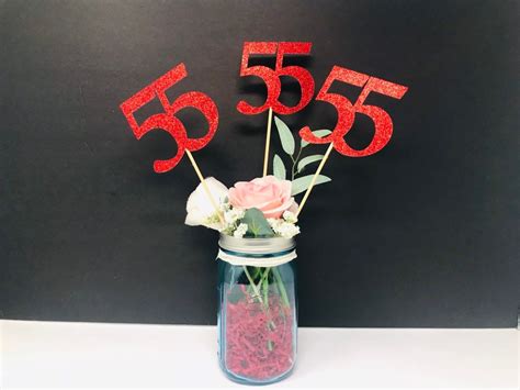 Birthday Centerpiece 55th Anniversary 55th Celebration 55th Etsy