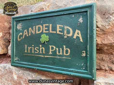 Cartel De Madera CANDELEDA IRISH PUB Dunas Vintage