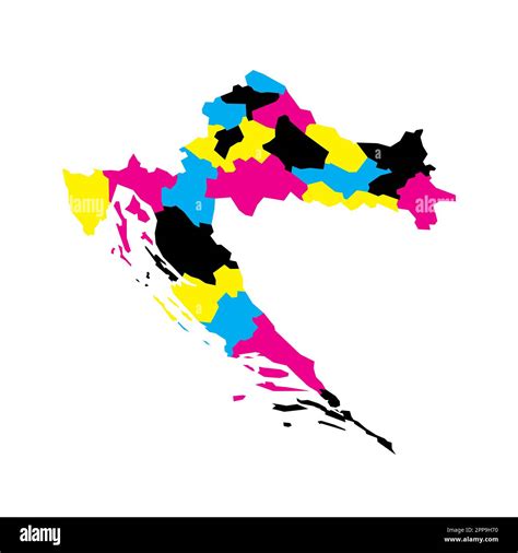 Croatia Political Map Of Administrative Divisions Counties Blank