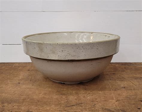 Vintage Stoneware Crock Bowl Farmhouse Kitchen Stoneware Fruit Bowl Etsy