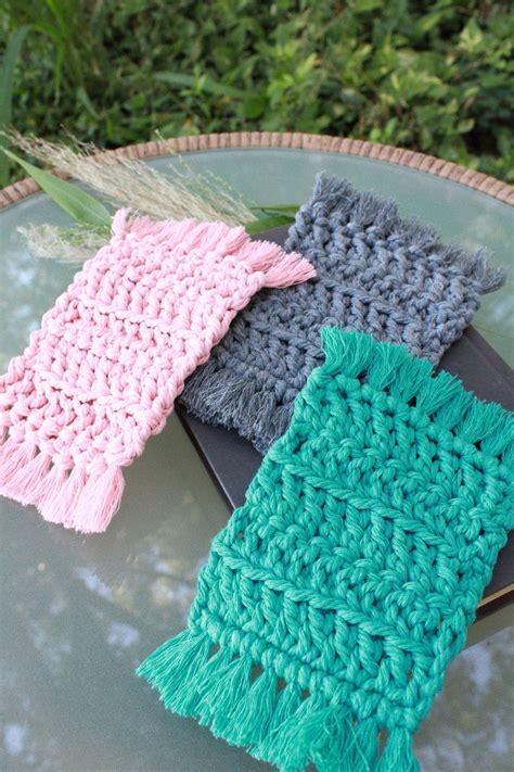 Crochet Mug Rug With Fringe Handmade Crochet Coaster Boho Mug Rug With
