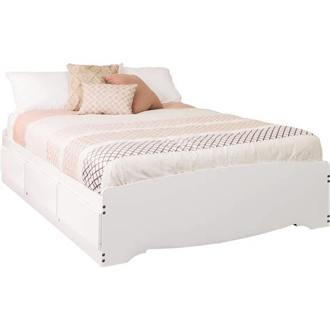 Prepac Monterey Queen Platform Storage Bed With Drawers In White