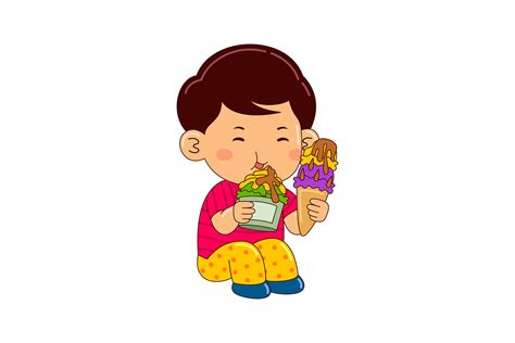 Boy Kids Eating Ice Cream Graphic by medzcreative · Creative Fabrica