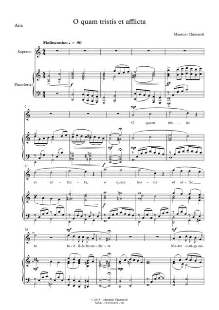 O Quam Tristis Et Afflicta By Maurizio Chiavaroli Sheet Music For Vocal Solo At Sheet Music Direct