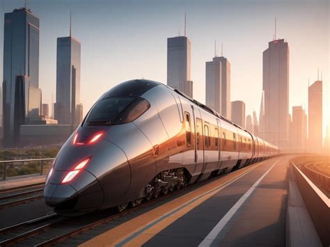 Premium Ai Image A Futuristic Highspeed Train Speeding Through A