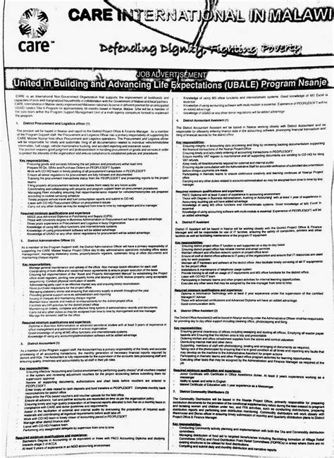 Care International In Malawi Jobs - Dec 2014