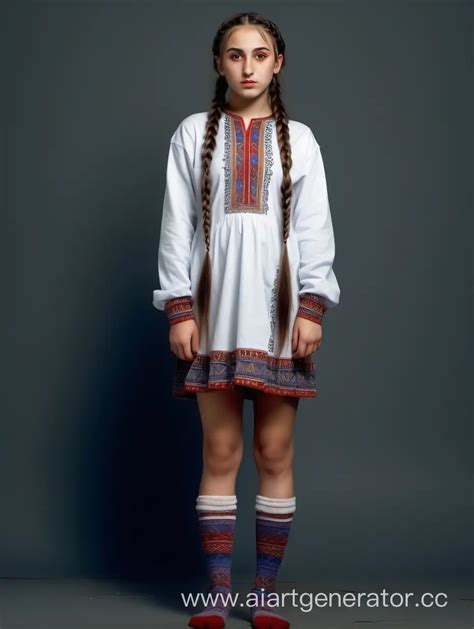 Traditional Armenian Girl in National MiniDress and Braids | AI Art ...