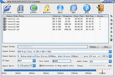 FileGets Allok AVI To DVD SVCD VCD Converter Screenshot Allok AVI To
