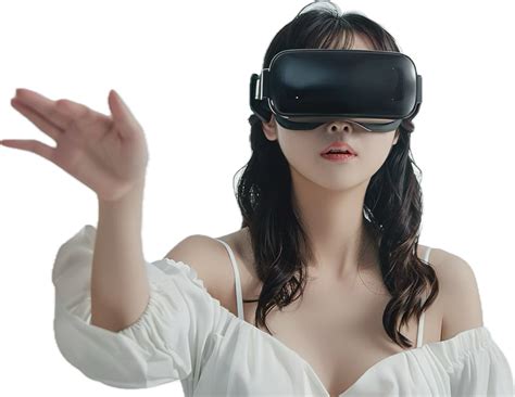 Woman Wearing Virtual Reality Headset 46652304 Png