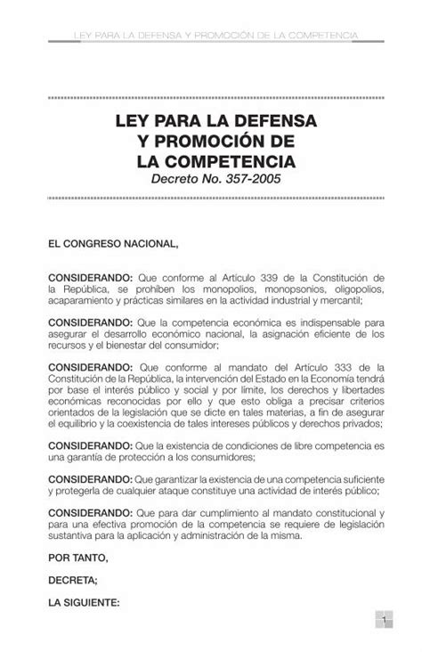 Pdf Ley Para La Defensa Y Promoci N De La Competencia Dokumen Tips