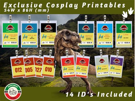 Printable Jurassic Park Ingen Id Badges Id Card Badges For Cosplay Park Division Halloween