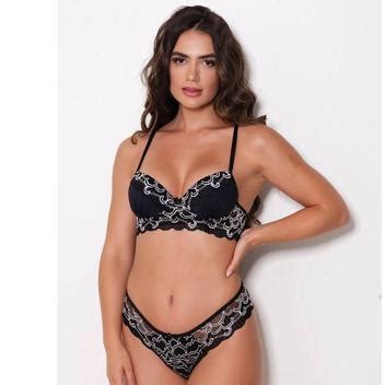 Conjunto Lingerie Rendado Bicolor Calcinha Fio Moda Ntima Love Pink Lingerie Conjunto