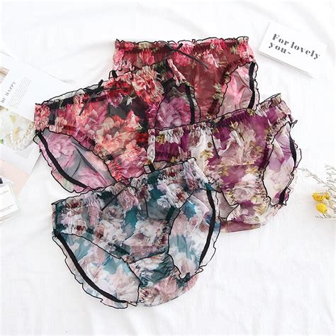 Large Size Underwear Women Panties Plus Size Briefs Sexy Lace Flowers