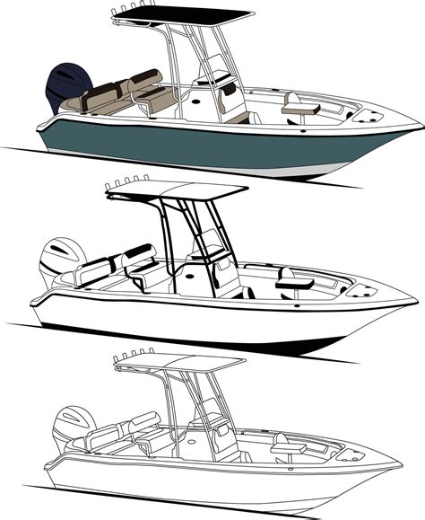 Boat vector, Fishing boat vector line art and one color. 27863030 ...