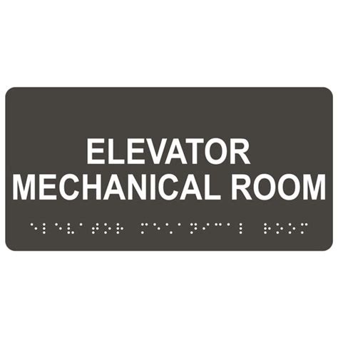 ADA Elevator Mechanical Room Braille Sign RSME 306 WHTonCHGRY