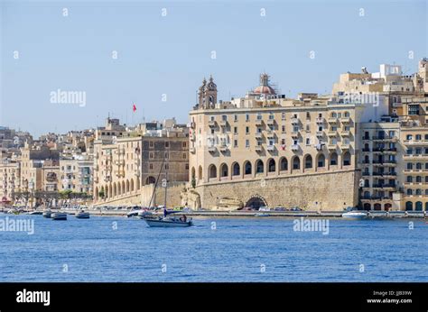 Senglea, Malta - June 4, 2017: Senglea waterfront as seen from the ...