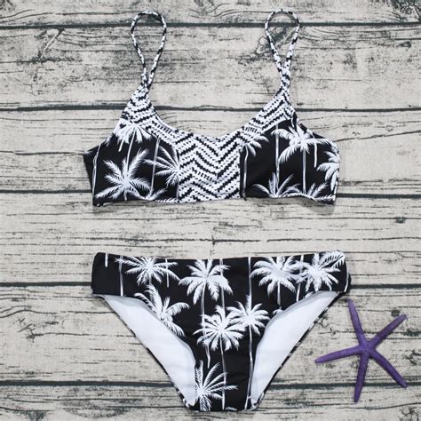 Bikini 2018 Plus Size Swimwear Women Sexy Swimsuit Coconut Tree Print