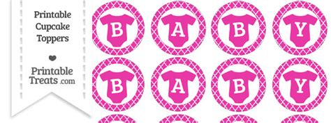 Free Hot Pink Moroccan Tile Baby Onesie Cupcake Toppers Printable