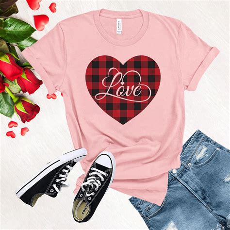 Valentines Day Shirtplaid Heart Shirt Valentines Day Shirts Etsy