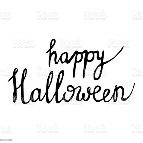 Happy Halloween Black Inscriptions On White Background Stock Illustration Download Image Now