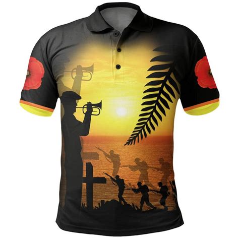 AIO Pride New Zealand Polo Shirt ANZAC Day Lest We Forget Sunset