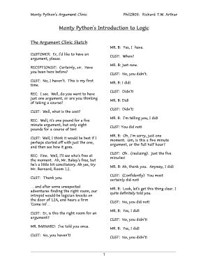 Fillable Online Monty Python's Argument Clinic Fax Email Print - pdfFiller