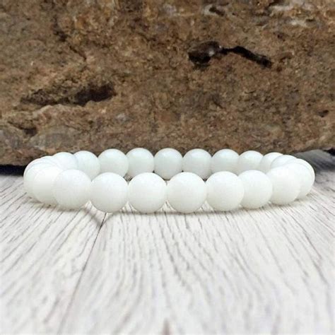 White Agate Bracelet For Unisexcalmpeace Bracelet8mm Agate Etsy