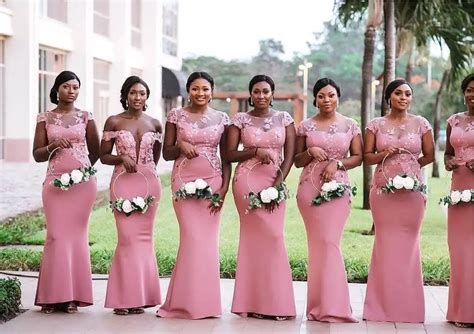 2019 South African Nigeria Pink Mermaid Bridesmaids Dresses Plus Size