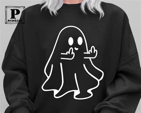 Ghost Middle Finger Svg Funny Cute Ghost Svg Trick Or Treat Svg Funny Halloween Shirt Svg