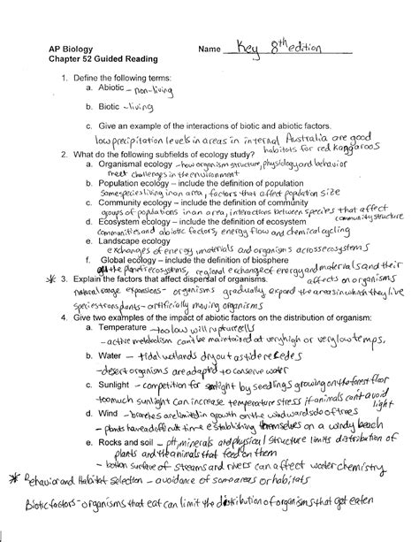 Ecology Reading Guide Answer Key Ap Biology Chapter Guided Reading