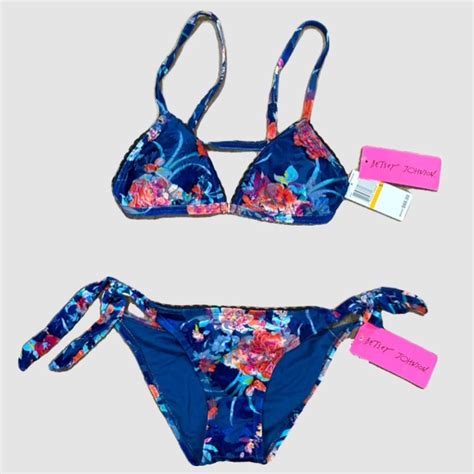 Blue Floral Betsey Johnson Bikini Such A Cute Fun Depop