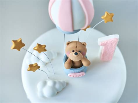 Hot Air Balloon Cake Teddy Bear Fondant Topper Name Plaque 3D Edible