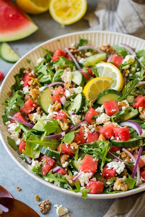 Watermelon Cucumber Salad With Feta And Lemon Dressing Cooking Classy