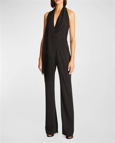 Halston Danielle Sequin Wide Leg Halter Jumpsuit Neiman Marcus