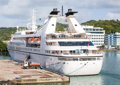 Small Luxury Cruise Ship at Caribbean Port Stock Photo - Image of island, white: 46830154