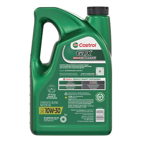 Castrol Gtx High Mileage Synthetic Blend Engine Oil W Quart