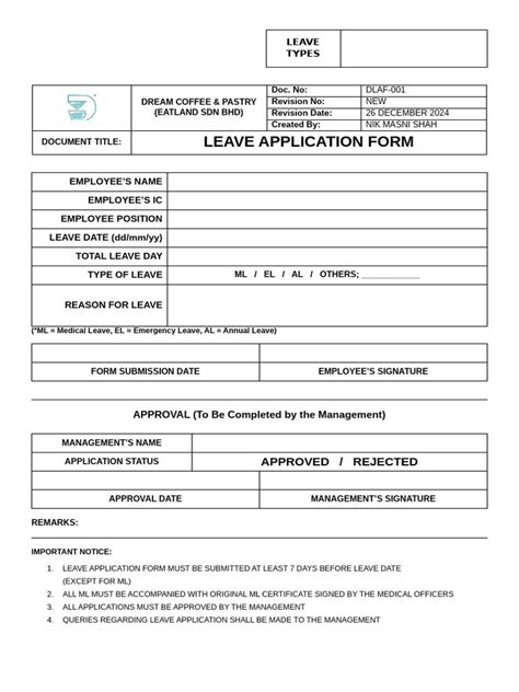 employee leave form