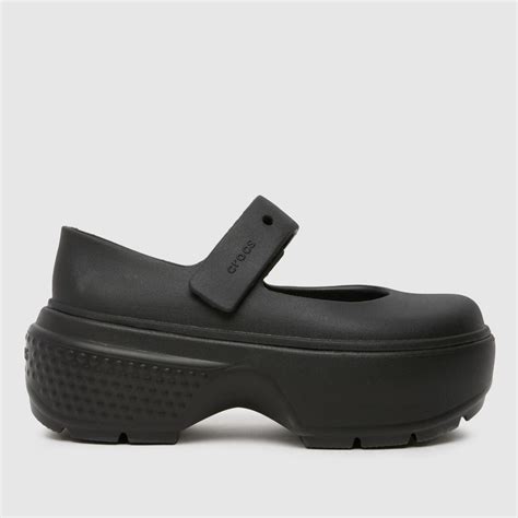 Womens Black Crocs Stomp Mary Jane Sandals Schuh