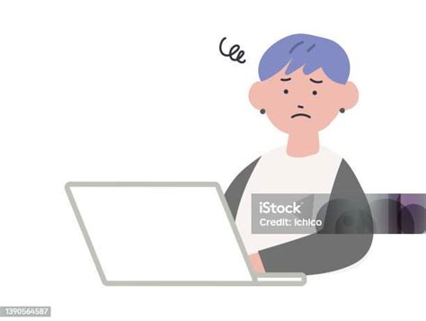 コンピューターでの作業にうんざりしている女性のイラスト 1人のベクターアート素材や画像を多数ご用意 1人 20代 30代 Istock