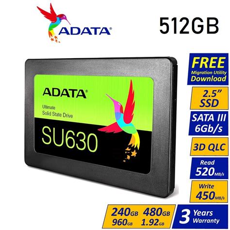 Adata Ssd 120gb 240gb 480gb 960gb 1tb Ssd Su630 Su650 Sata 2 5 Ssd Shopee Malaysia