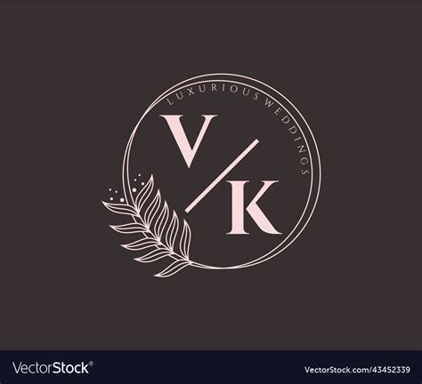 Vk Initials Letter Wedding Monogram Logos Vector Image