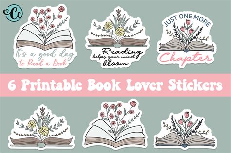 Printable Book Lover Stickers Education Illustrations ~ Creative Market