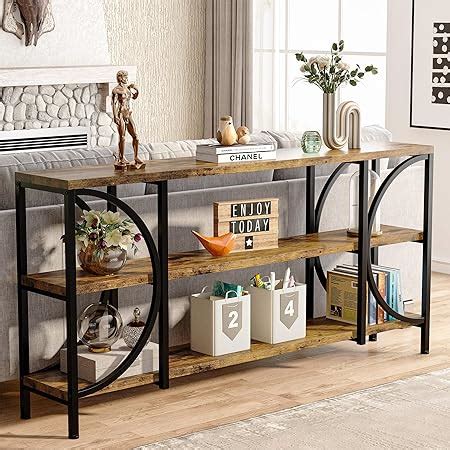 Amazon Tribesigns 70 9 Inch Long Sofa Table With Shelves Rustic