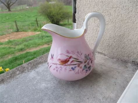 Ancien Pot Lait En Porcelaine D Cor De Fleur Oiseau Et Insecte Eur