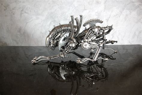 Aliens Warrior Crawling Recycled Scrap Metal Art Sculpture Etsy