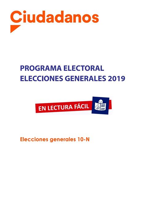 Programa Electoral De Ciudadanos Elecciones Generales Nov By