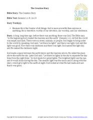 The Creation Story Summary - Children's Bible Activities | Sunday School Activities for Kids